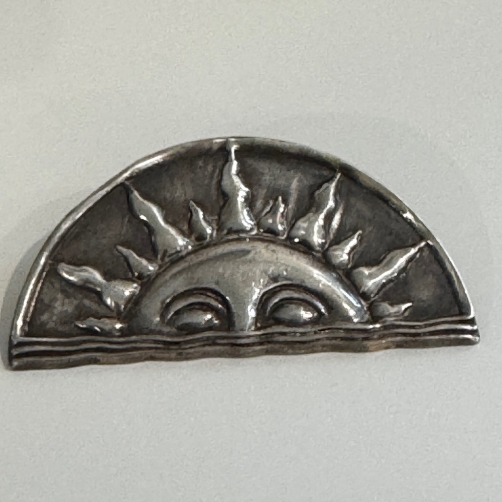 Vintage Sterling Silver Brooch Pin Large Rising Sun 925